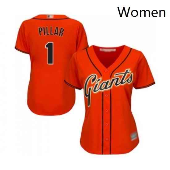 Womens San Francisco Giants 1 Kevin Pillar Replica Orange Alternate Cool Base Baseball Jersey